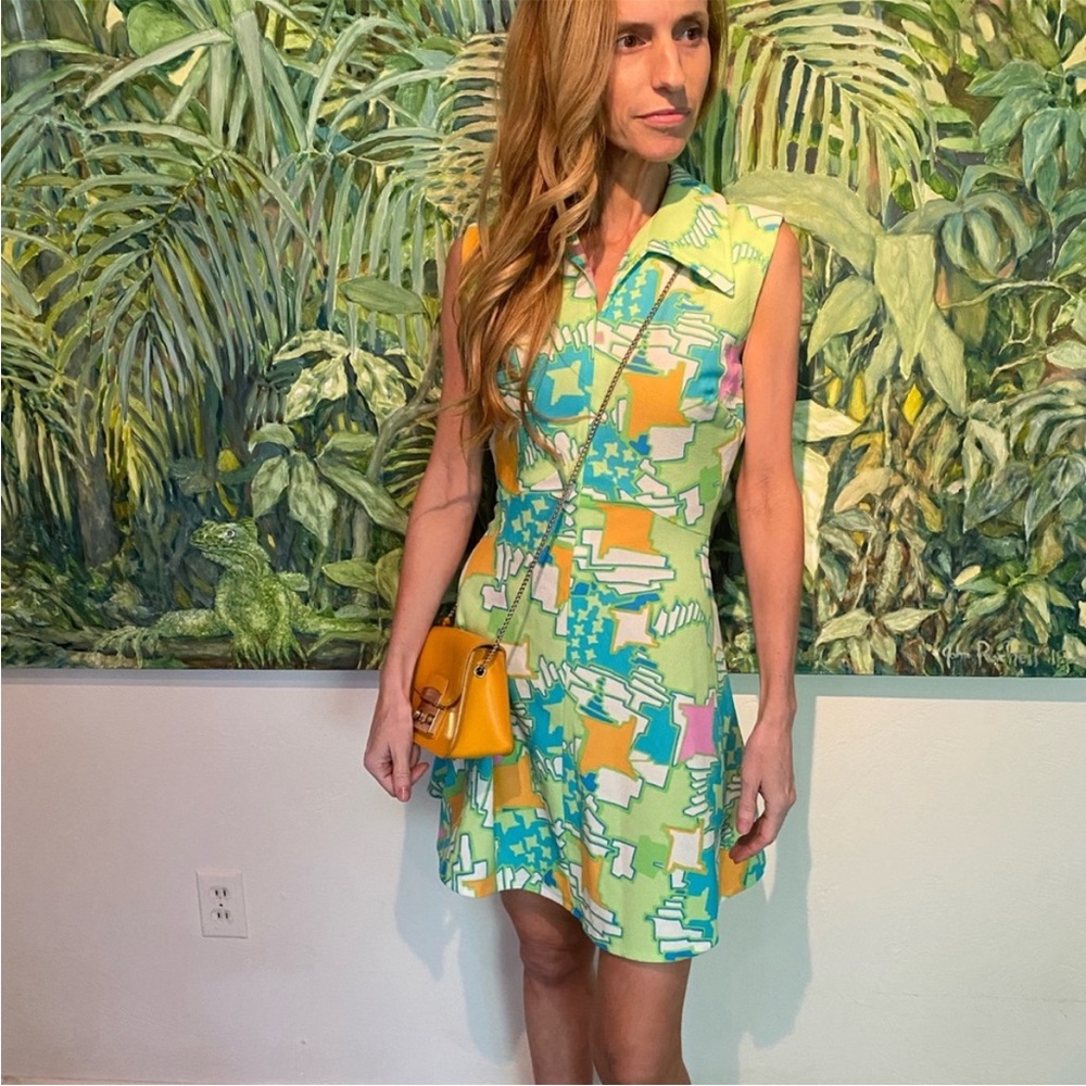 Abstract Print Sleeveless tennis dress